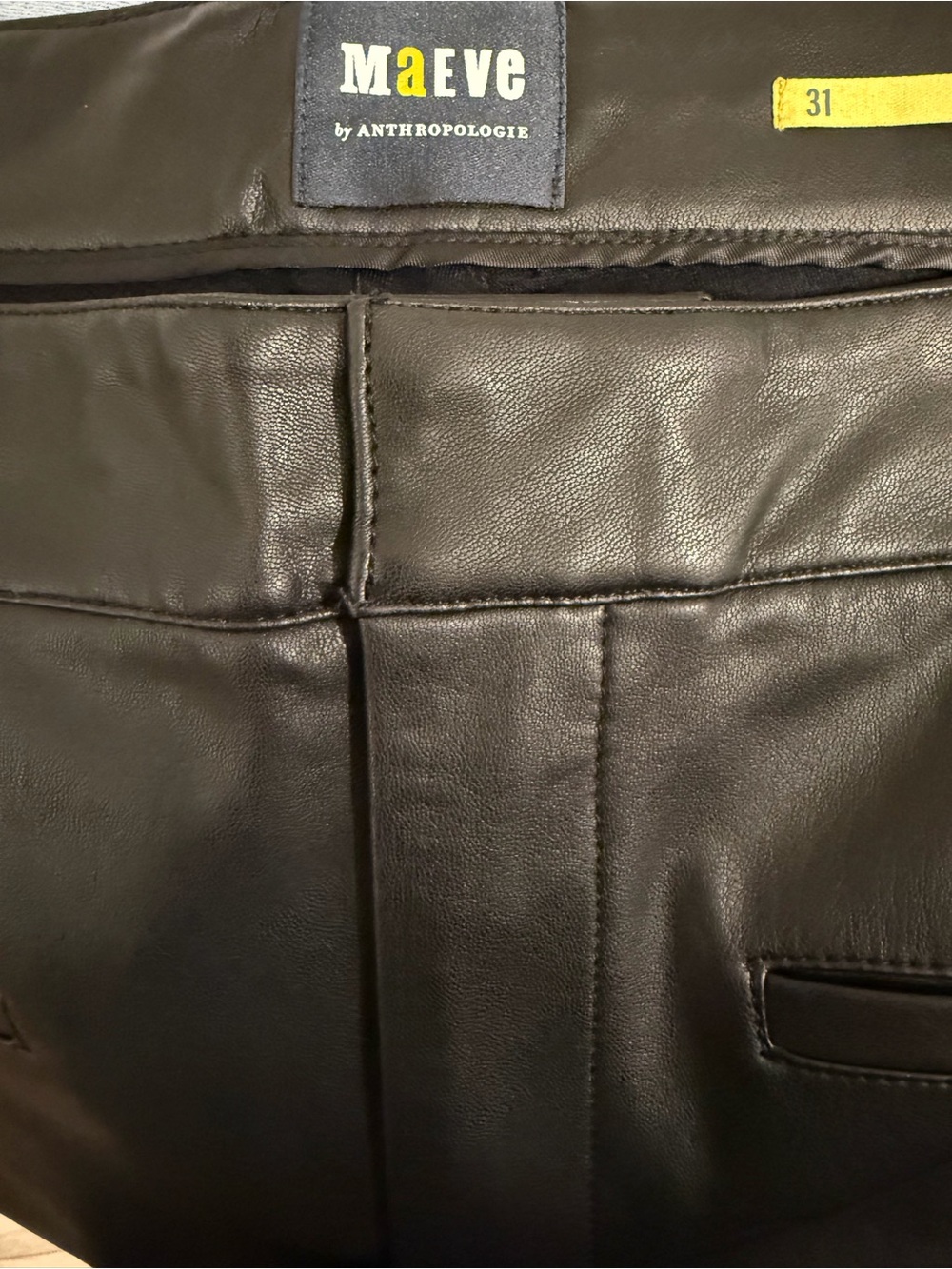 Maeve Black Faux Leather Kick Crop Pants - 31 - Picture 3 of 4